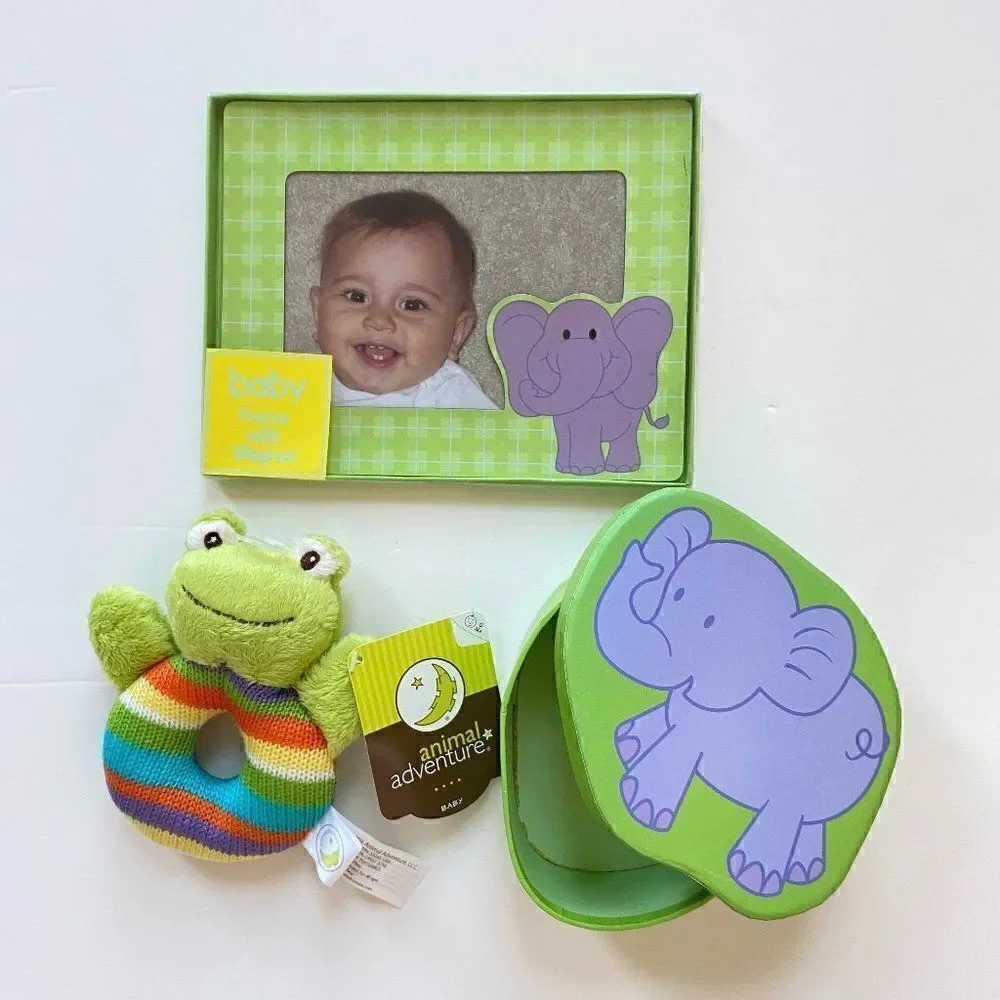 New baby photo frame with magnet , toy and gift box